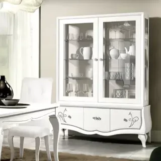 Vitrines szekrény, 2 ajtós, 3 fiókkal, díszített – Morello 2078