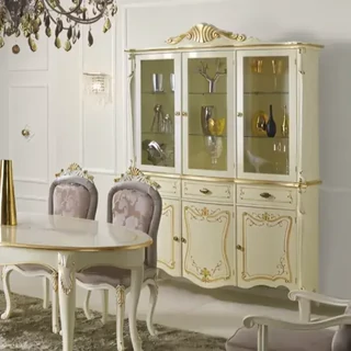 Vitrines szekrény, 6 ajtós, 3 fiókkal, díszkoronával – Morello 2105