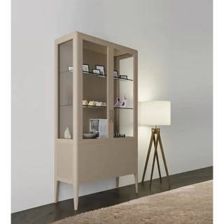 Vitrines szekrény, 2 ajtós, bordázott díszítéssel – Morello 2708