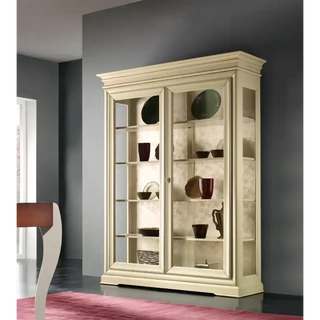 Vitrines szekrény, 2 ajtós, kárpitozott hátfallal – Morello 2937