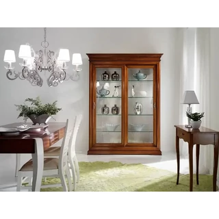 Vitrines szekrény, 2 ajtós, kárpitozott hátfallal – Morello 2939