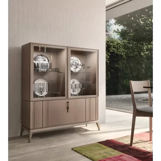 Vitrines szekrény, 2 ajtós, lenyitható alsó tárolórésszel – Morello 2965