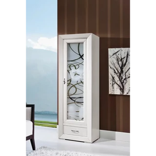 Vitrines szekrény, 1 ajtós, 1 fiókkal, homokfúvott dekorüveggel – Morello 2992