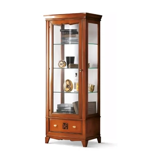 Vitrines szekrény, 1 ajtós (balra vagy jobbra nyíló), 1 fiókkal, kárpitozott hátfallal – Morello 2997