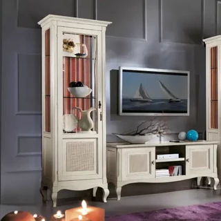 Vitrines szekrény, 1 ajtós (balra vagy jobbra nyíló), bécsi nádszövetes díszítéssel – Morello 3158