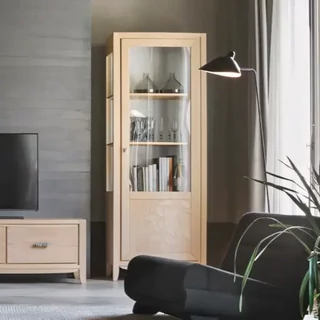 Vitrines szekrény, 1 ajtós, jobbra nyíló, levélmintás díszítéssel – Morello 3160