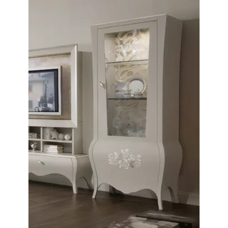 Vitrines szekrény, 1 ajtós (balra vagy jobbra nyíló), kárpitozott hátfallal – Morello 3243