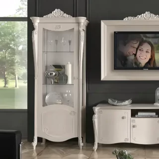 Vitrines szekrény, 1 ajtós (balra vagy jobbra nyíló), díszkoronával – Morello 3251