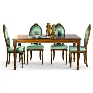 Cameo angular dining table with inlayed top