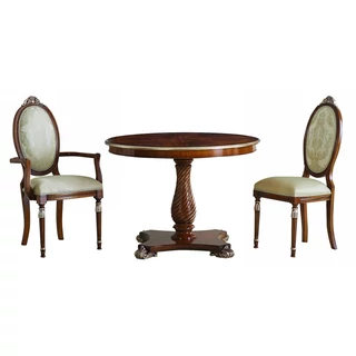 Vanity round dining table with inlayed top, +40 cm extendable