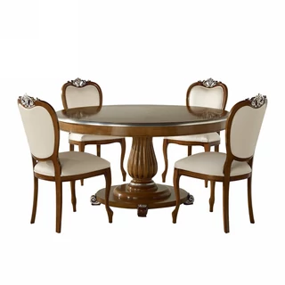 Queen round dining table with inlayed top