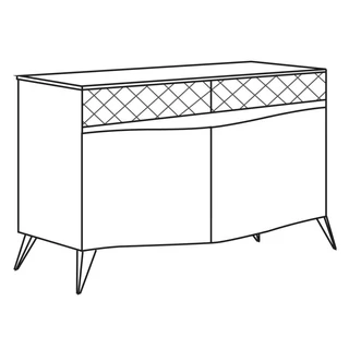 Emozioni Day 2-doors buffet chest of drawers with wooden top and upholstered drawers