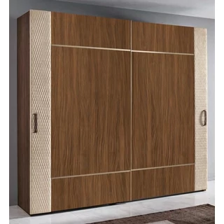 Emozioni Cabinet with 2 wooden sliding doors with upholstered edge