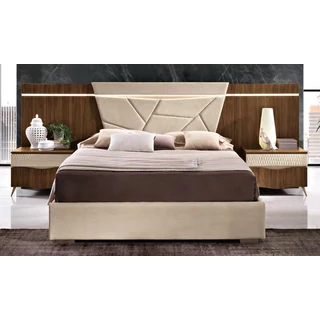 Emozioni Double bedstead with opening bedding container, with upholstered headboard and sides, with panel