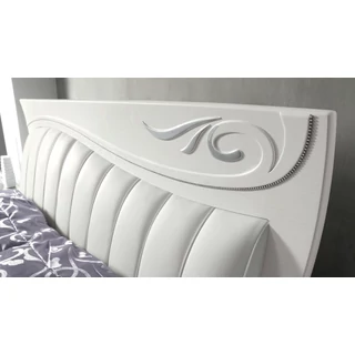 Diadema Double bedstead with opening bedding container, with upholstered headboard and sides, with Swarovski crystals