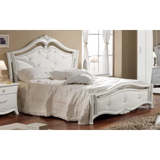 Giulia Double bedstead with capitonné padded head- and footboard, with Swarovski crystals