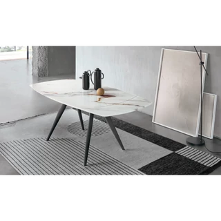 Elica étkezőasztal (Col. 10 nyomtatott üveg asztallap, antracit váz, 130x85 cm-es bővíthető változat)