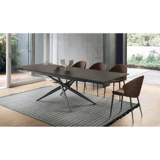 Tiffany étkezőasztal (sötét mész strukturált matt asztallap, antracit váz, 180x100 cm-es bővíthető változat) és Paris szék