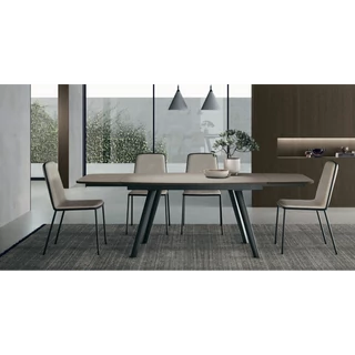 Zen étkezőasztal (kőcement strukturált matt asztallap, antracit váz, 140x95 cm-es bővíthető változat) és Rock szék