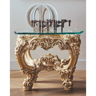 Orfeo Square-shaped lamp table with glass top