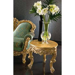 Plutone Round lamp table with crystal top