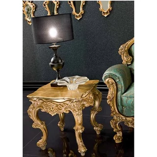 Plutone Square-shaped lamp table with crystal top