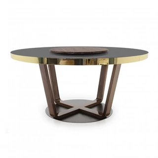 Ermione round dining table with glass top 150x150 cm