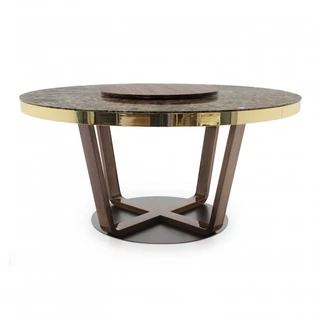 Ermione round dining table with marble top 150x150 cm