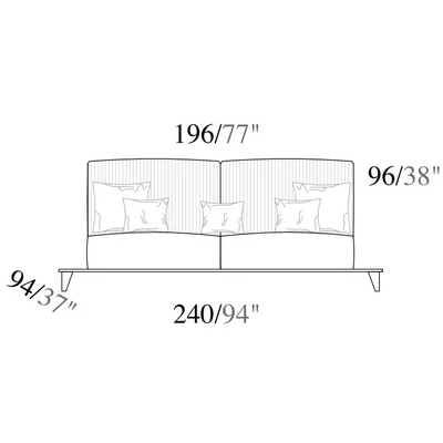 AC Ambra Day Triple couch without armrest