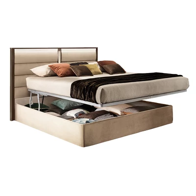 AC Poesia Upholstered double bedstead with bedding container