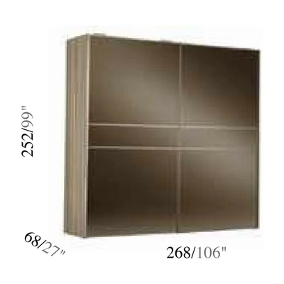 Bézs gardróbszekrény, 2 tolóajtós, bronz tükrös ajtókkal – AC Luce Light