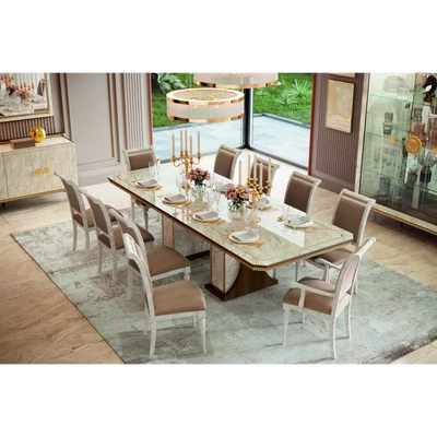 Dió-márvány étkezőasztal, bővíthető – AC Romantica Day