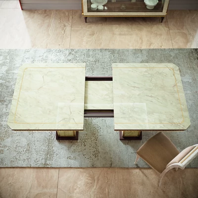 Dió-márvány étkezőasztal; bővíthető – AC Romantica Day