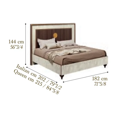 Walnut-Marble Double Bed Frame With Wooden Headboard – AC Romantica