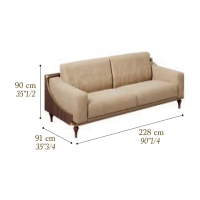 Walnut Sofa, 3-Seater – AC Romantica Day