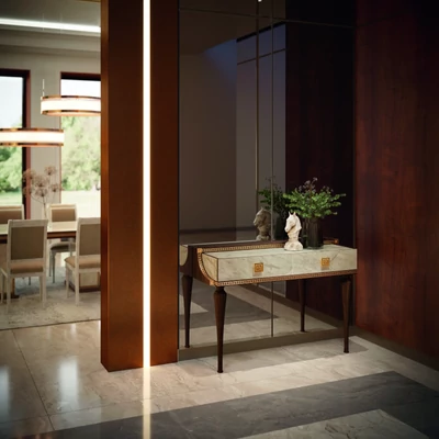 Dió-márvány konzolasztal 2 fiókkal – AC Romantica Day