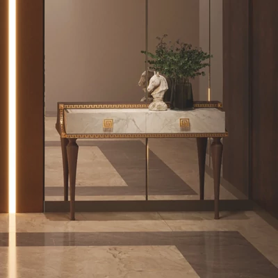 Dió-márvány konzolasztal 2 fiókkal – AC Romantica Day