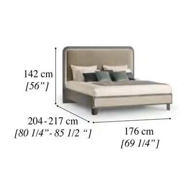 Pearl White-Anthracite Double Bed Frame with Upholstered Headboard – AC Perla