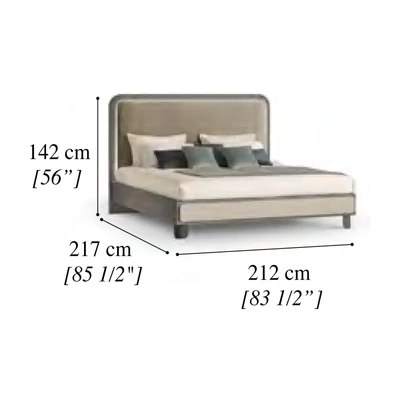 Pearl White-Anthracite Double Bed Frame with Upholstered Headboard – AC Perla