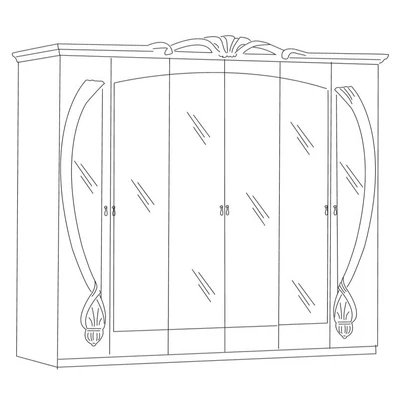 BC Giada 6-doors mirrored cabinet - white