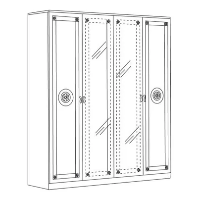 BC Serena 4-doors cabinet, with 2 mirrored doors - white-silver