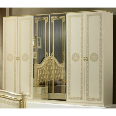 BC Serena 6-doors cabinet, with 2 mirrored doors - black-gold
