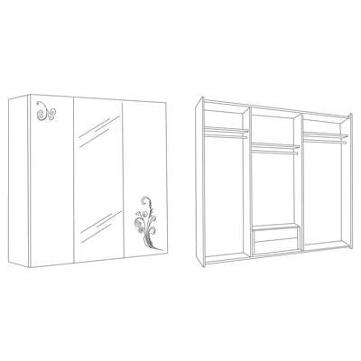 BC Sofia 3-sliding doors cabinet, with 1 mirrored door - white-gold