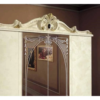 Barocco 4-doors cabinet, with 2 mirrored doors - beige