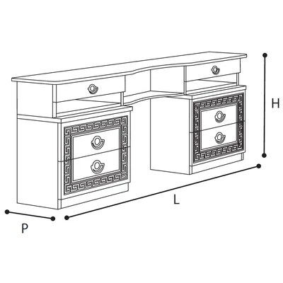 Aida Dressing table - white-silver