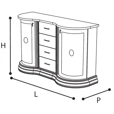 Leonardo Day 2-doors buffet chest of drawers with 4 drawers