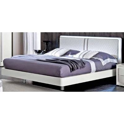 Fehér franciaágy-keret téglalap alakú, magas, steppelt bőrbetét fejvéggel – CA Dama Bianca