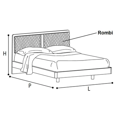 Dama Bianca Double bedstead with rectangle shaped, high, quilted leather headboard