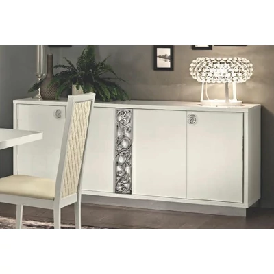 Platinum/Roma Day GLAMOUR TV set (4-doors buffet chest of drawers + 2x 1-door display cabinet) - white