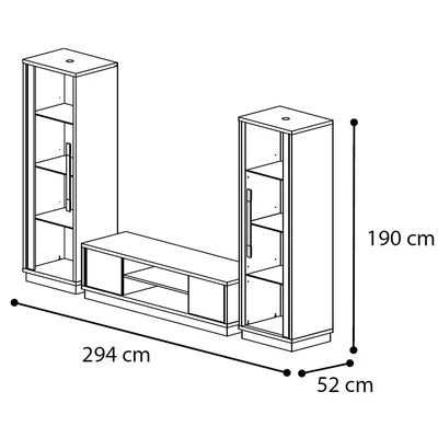 Platinum/Roma Day SLIM TV set (TV commode + 2x 1-door display cabinet) - white